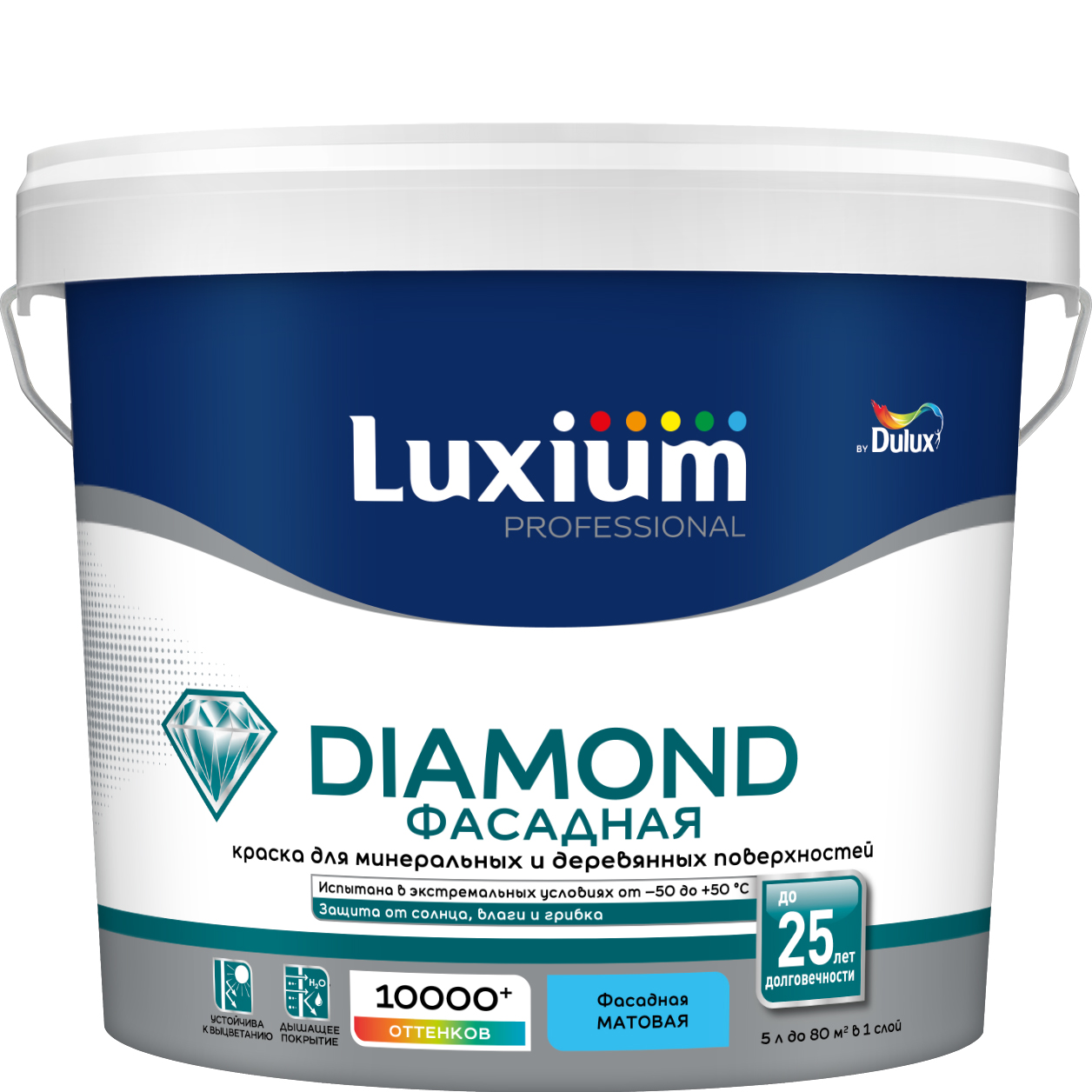 Краска Luxium Prof Diamond Фасад Глад мт BW 5л