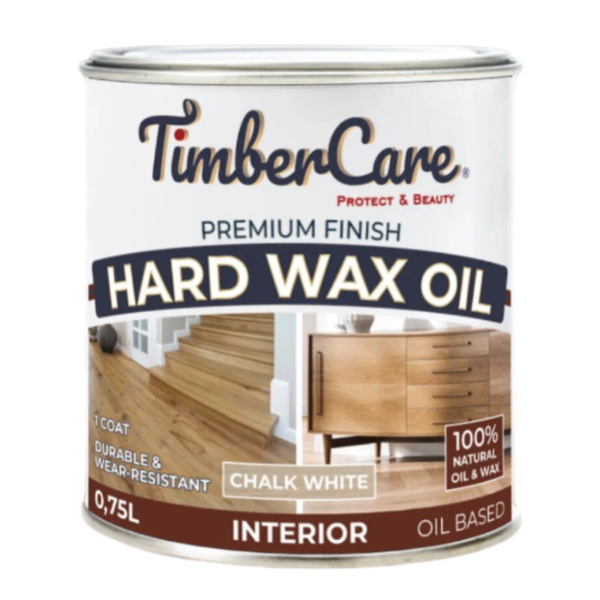Защитное масло с твердым воском TimberCare Hard Wax Oil (цвет- Белый мел- Chalk White), банка 0,75л