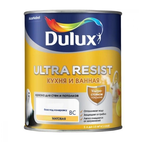 Краска Dulux Ultra Resist Кухня и Ванная мат ВС 0,9л
