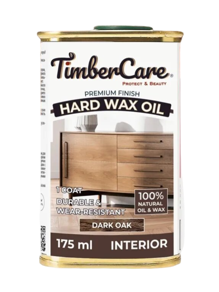 Защитное масло с твердым воском TimberCare Hard Wax Oil (цвет- Темный дуб- Dark oak), банка 0,175л