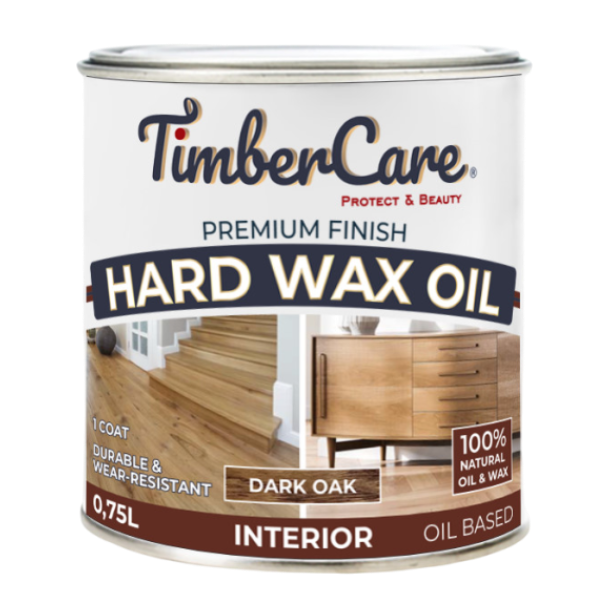 Защитное масло с твердым воском TimberCare Hard Wax Oil (цвет- Темный дуб- Dark oak), банка 0,75л