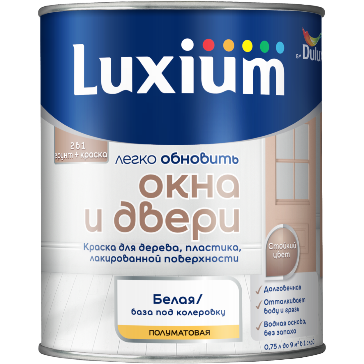 Краска Luxium Окна и Двери п/мт BW 0,75л