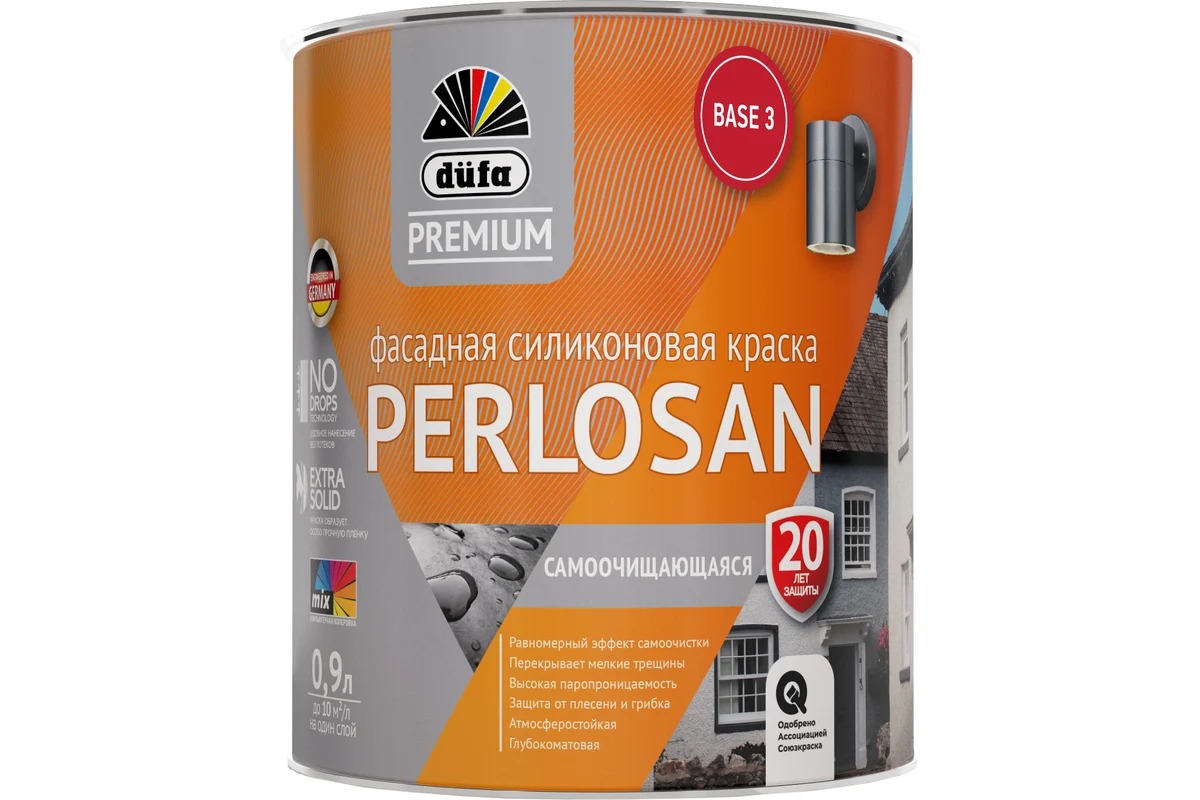 Dufa Premium ВД краска Perlosan фасадная силиконовая база3  0,9л