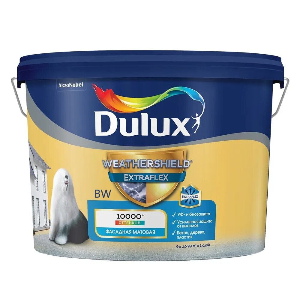 Краска фасадная Dulux Weathershield Extraflex BW 9л