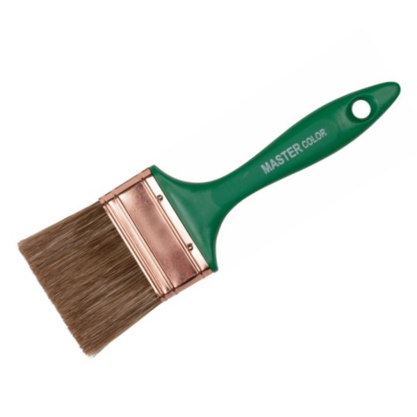 Кисть флейц., ширина 40 мм, толщ. 11 мм, 70% ПЭT/30% натур. щетина, нерж.обжим, пласт. ручка