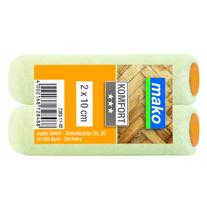 Валик MAKO сменный велюр (для рукоятки 6мм) 10см 2 шт. в пакете 728510-02/728511-02