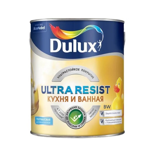 Краска Dulux Ultra Resist Кухня и Ванная мат BW 1л