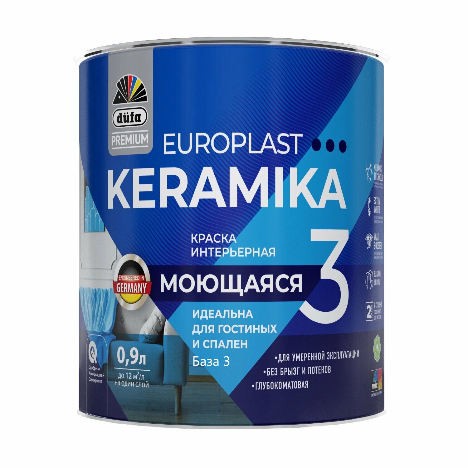 DufaPremium ВД краска EuroPlast Keramika  3  база3  0,9л