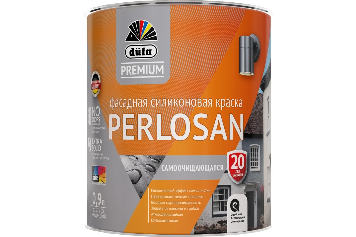 Dufa Premium ВД краска Perlosan фасадная силиконовая база1  0,9л