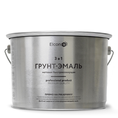 Грунт-эмаль по ржавчине Elcon 3в1 матовая черная 2 кг Ral 9005