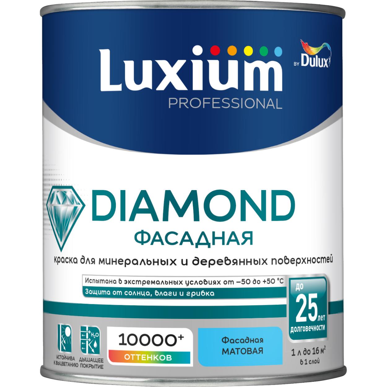 Краска Luxium Prof Diamond Фасад Глад мт BW 1л