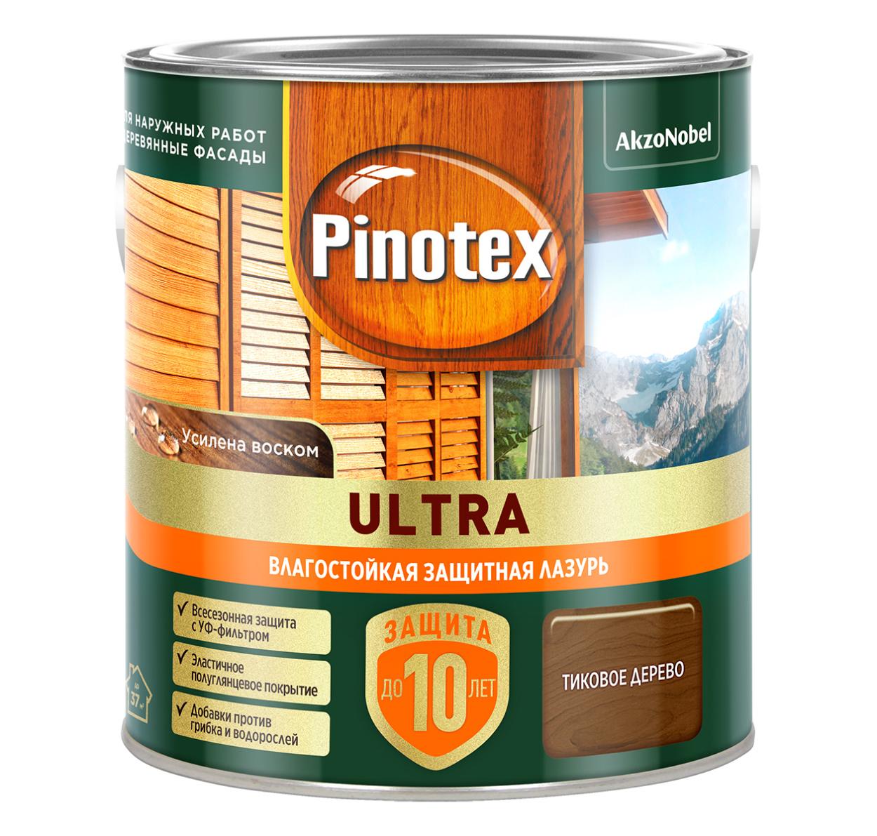 Лазурь Pinotex Ultra Тиковое дерево 2,5л,