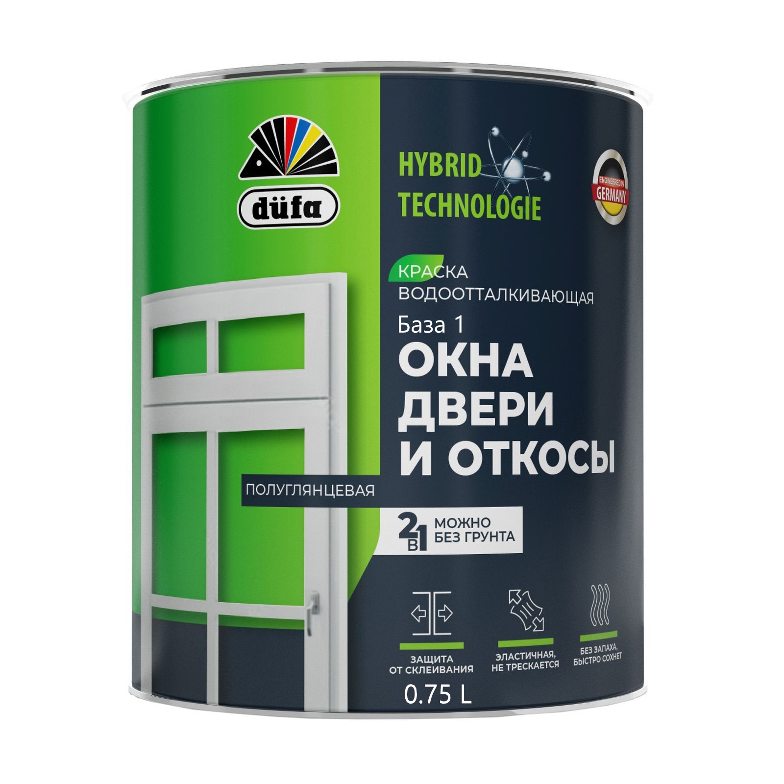Dufa ОКНА, ДВЕРИ и ОТКОСЫ краска  база1   0,75л