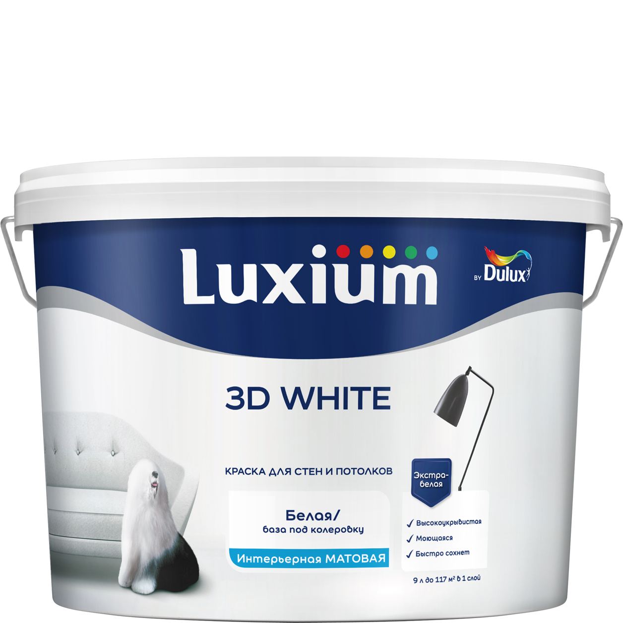 Краска Luxium 3D White мт BW 9л