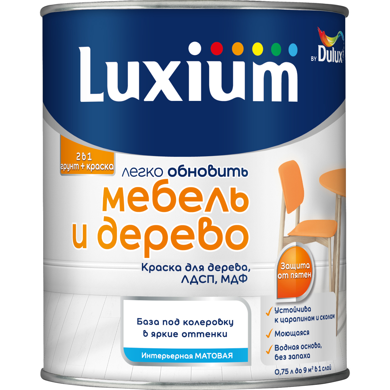 Краска Luxium Мебель и Дерево мт BC 0,75л
